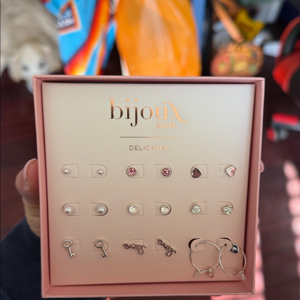 Silver and Pink Earring Set